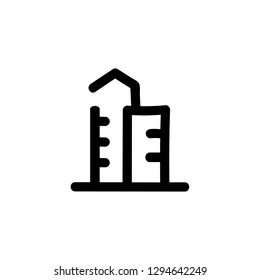 Building icon. Vector hand drawn illustration. Line symbol