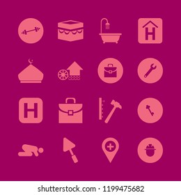 building icon. building vector icons set islam prayer, holy kaaba, hammer nails and briefcase