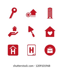 building icon. building vector icons set office building, hospital sign, hand house and water mill