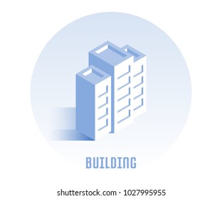 Building icon. Vector illustration in flat isometric 3D style.