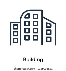 Building icon vector isolated on white background. thin symbols or lined elements in outline style