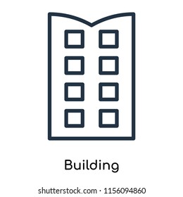 Building icon vector isolated on white background. thin symbols or lined elements in outline style