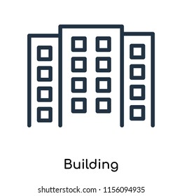 Building icon vector isolated on white background. thin symbols or lined elements in outline style