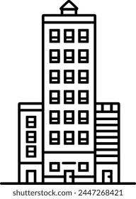 Building icon vector line illustration