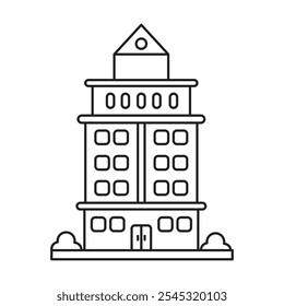 Vector del icono del edificio en el fondo blanco