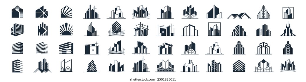 Building icon vector set. apartment illustration sign collection. skyscraper symbol. architecture logos inspiration.