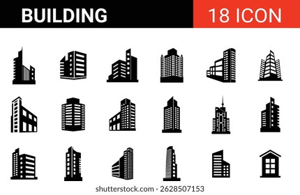 Building icon vector set, apartment illustration Logo, Editable stroke. Vector illustration.
