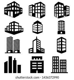 Building icon vector set. collection of Building and real estate city logo illustration.