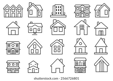 Building icon vector set. Flat house, office, bank, university, city, real estate, downtown, museum, mosque, church, Pagoda symbol. Architecture buildings icons vector illustration.