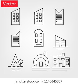 building icon vector,Residential structure,Office Building Structure