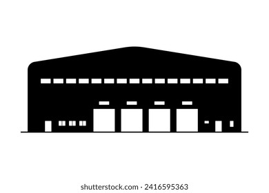 Building icon. Warehouse, garage, hangar. Black silhouette. Front view. Vector simple flat graphic illustration. Isolated object on a white background. Isolate.