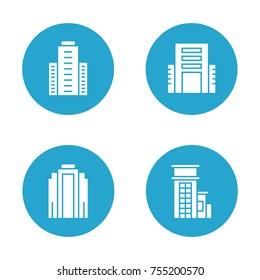 Building icons in blue buttons