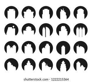 building icons in circle shape