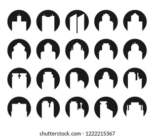 building icons in circle shape