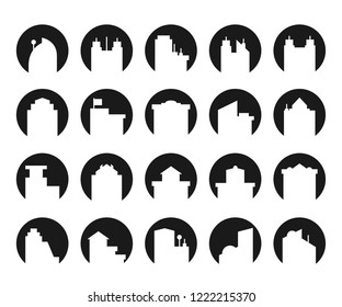 building icons in circle shape