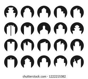 building icons in circle shape