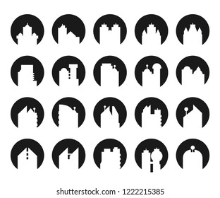 building icons in circle shape