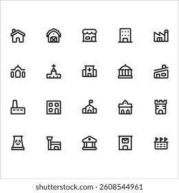Building Icons with line style, perfect for user interface projects