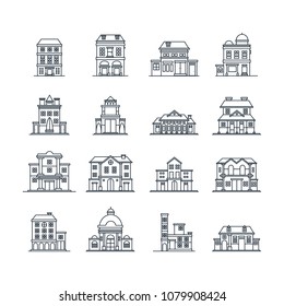 Building icons. Line vector.