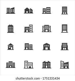 Building icons on white background