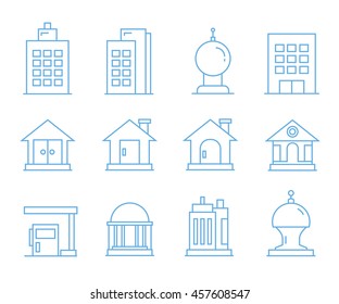 building icons, outline icons