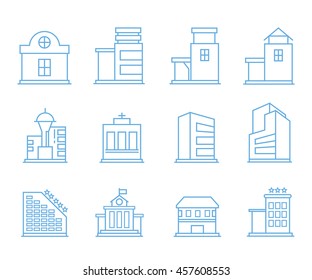 building icons, outline icons