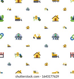 building icons pattern seamless. Included editable flat concrete mixer, excavator, Tipper, bulldozer, observatory, house, link building icons. building icons for web and mobile.