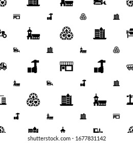 building icons pattern seamless. Included editable filled Casino, Small business, bulldozer, church, Handicraft, castle, Tipper, Construction icons. building icons for web and mobile.