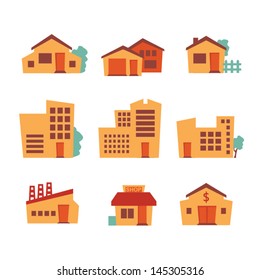 Building icons - retro style