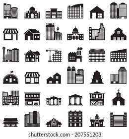  building icons set 