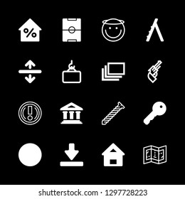 building icons set with circular filled shape, warning and up and down arrows with a line in the middle vector set