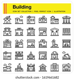 Building icons set, design pixel perfect icons set. web design element UI and UX, mobile app