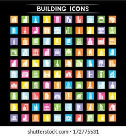 building icons set, flat icons