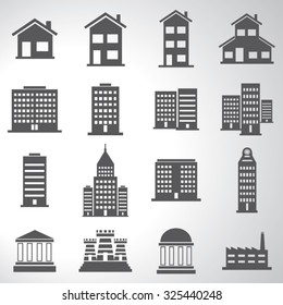 Building icons set illustration