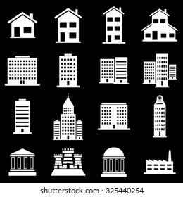 Building icons set illustration