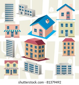 Building icons set. Illustration vector