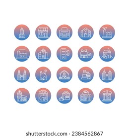Iconos de construcción establecen el aislamiento de la ilustración de material vectorial de fondo blanco. construcción de ciudades