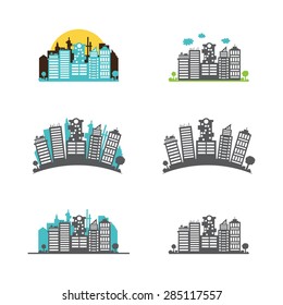 Building Icons Set - Isolated On White Background - Vector Illustration.
