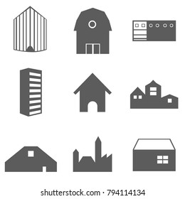 Building Icons Set isolated on white