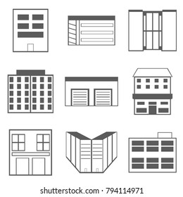 Building Icons Set isolated on white