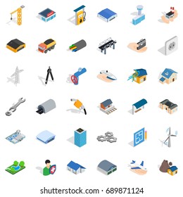 Building icons set. Isometric style of 36 building vector icons for web isolated on white background