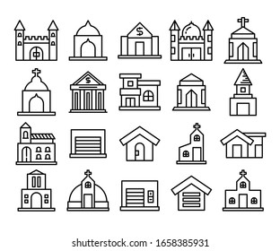 building icons set line vector