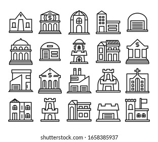 building icons set line vector