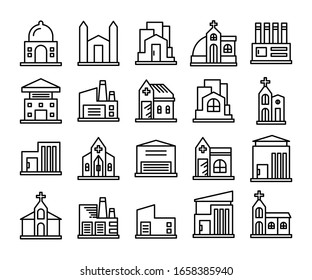building icons set line vector
