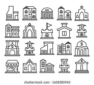 building icons set line vector