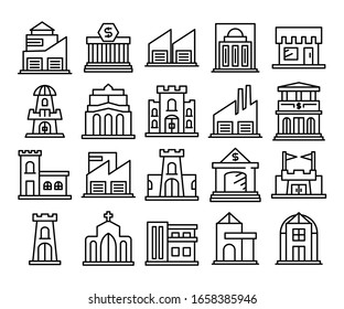 iconos de construcción conjunto vectorial de línea