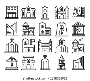 building icons set line vector