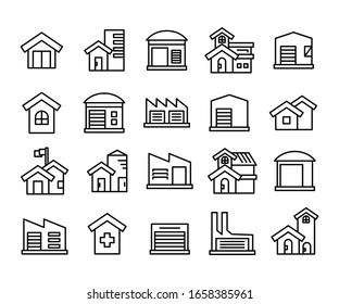 building icons set line vector