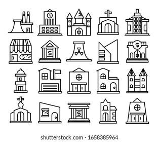 building icons set line vector