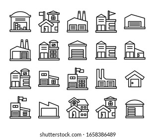 building icons set line vector